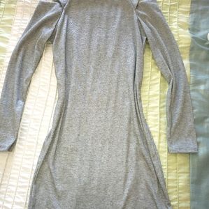 Women's grey open shoulder sweater dress